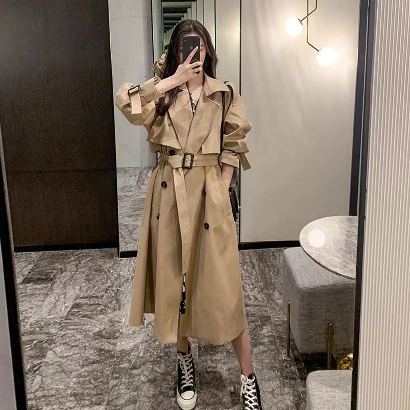 风衣女中长款2023春秋新款韩版小个子英伦赫本风气质流行外套女潮 